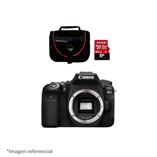 Cámara Canon EOS 90D DSLR BODY + 64GB memoria + Estuche