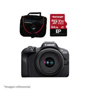 Combo Canon EOS R100 RF-S 18-55mm IS TM + Memoria 64GB + Maletín